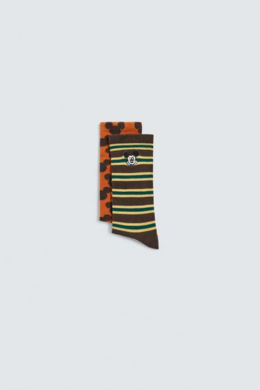 Zara HARRY LAMBERT FOR ZARA X DISNEY TWO-PACK OF COMBINED LONG SOCKS - Brown