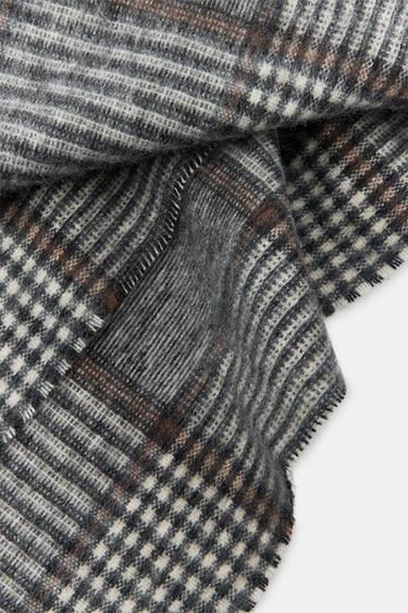 CHECK SCARF - Grey by Zara - Image 7