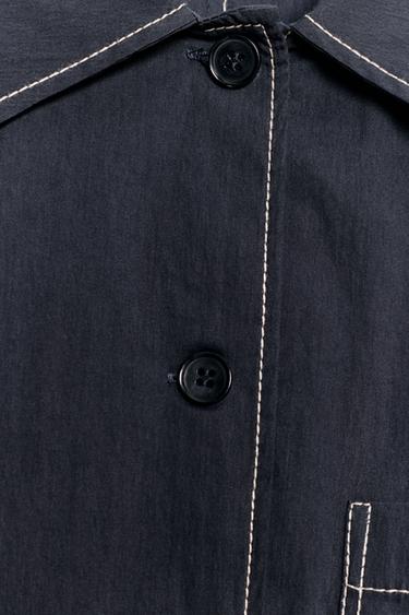 CHEMISE À LISERÉS ZW COLLECTION - Bleu / Gris de Zara - Image 7