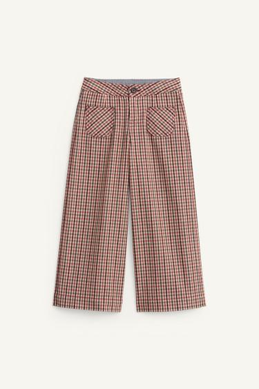 Zara LIMITED EDITION PLAID PANTS - Pastel pink
