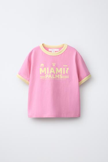 CONTRAST SLOGAN T-SHIRT - Pink by Zara
