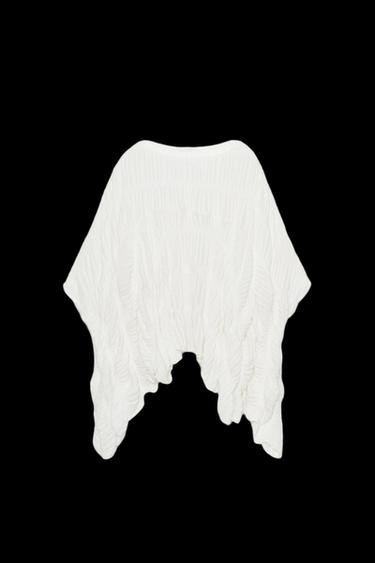 Zara TEXTURED CAPE TOP - White - Image 0