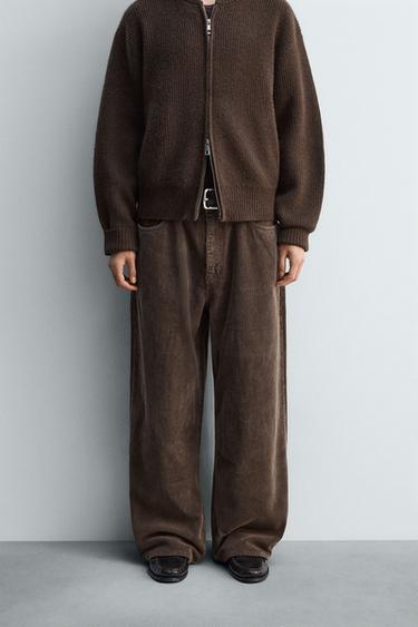 릴렉스핏 코듀로이 팬츠 - Zara 브라운