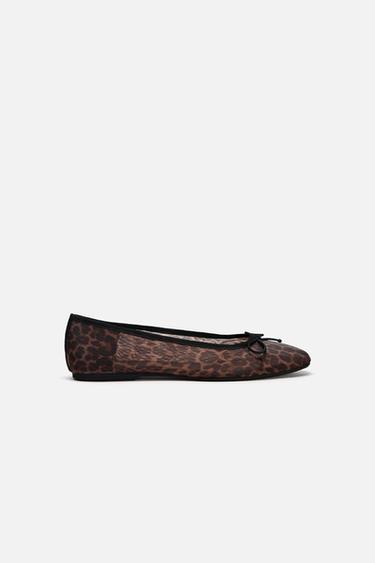 ANIMAL PRINT MESH BALLET FLATS - Leopard by Zara