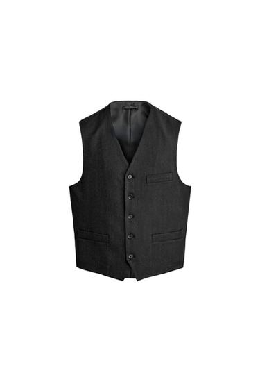 CHALECO TRAJE RAYAS - Negro de Zara