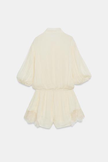 ZW COLLECTION LACE PLAYSUIT - Ecru / Beige by Zara - Image 8