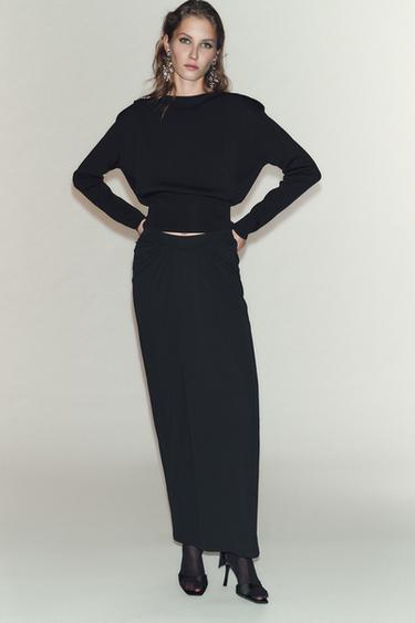 KNIT JUMPER WITH SHOULDER PADS - Black by Zara