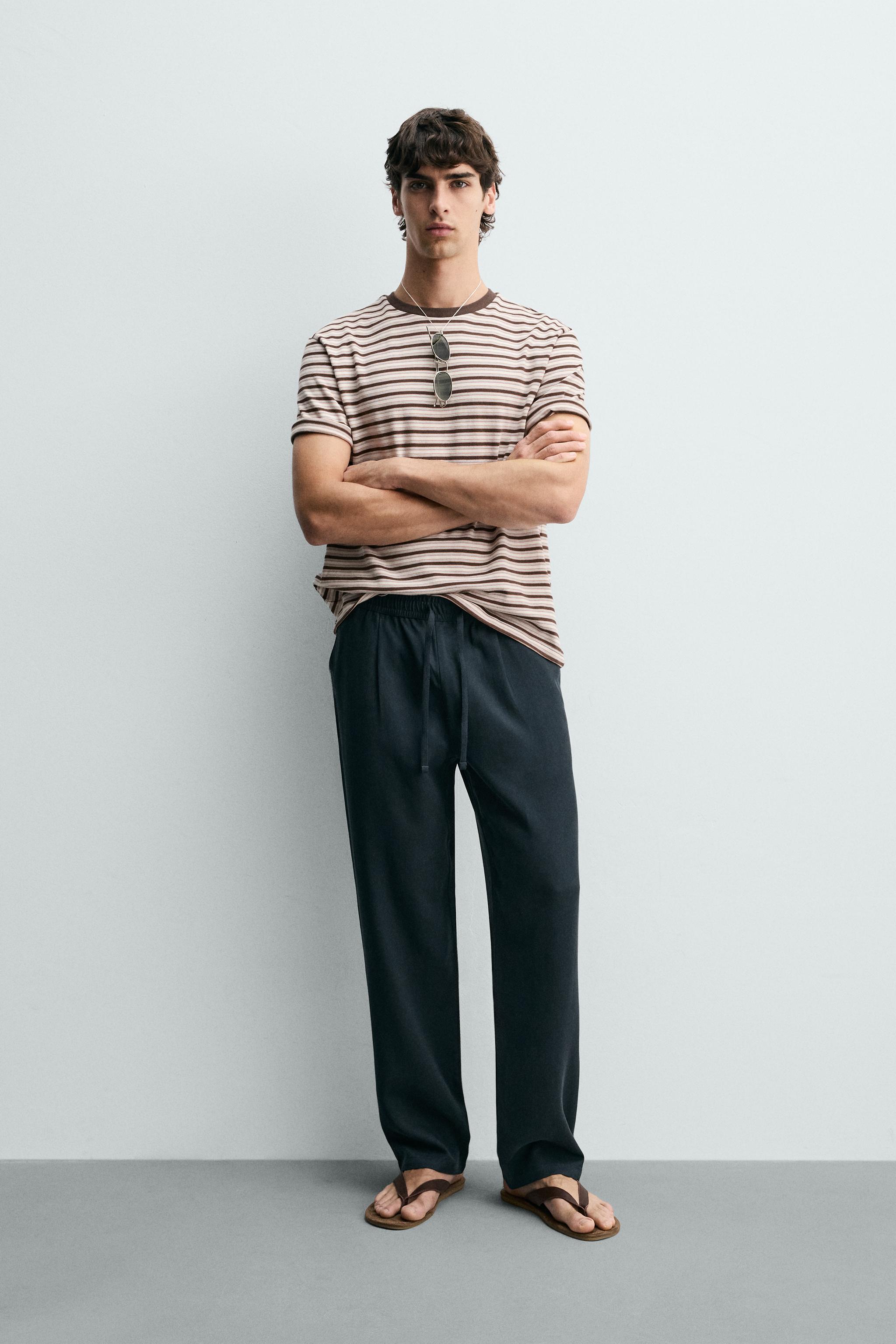 100% LYOCELL REGULAR FIT PANTS - Blue | ZARA United States