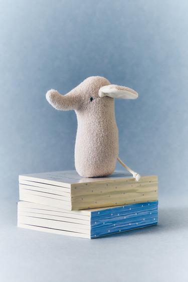 CHILDREN'S ELEPHANT RATTLE SOFT TOY - Grey by Zara