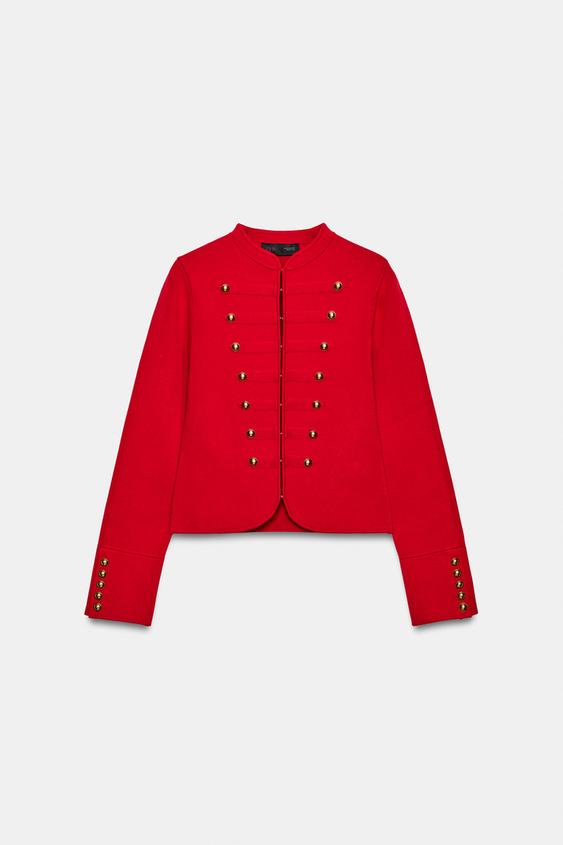 BUTTONED KNIT JACKET - Red by Zara - Image 0