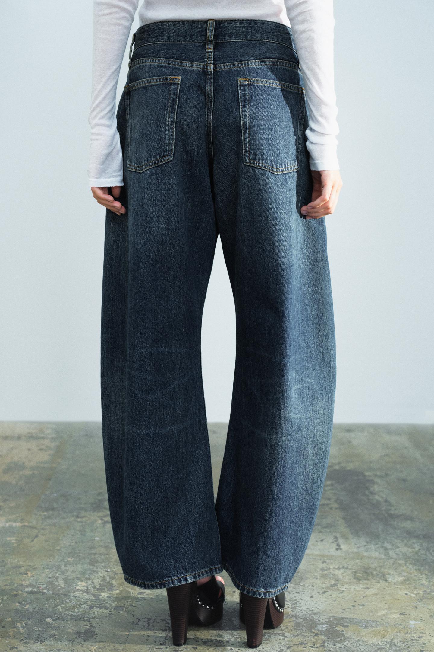 Женские джинсы Zara ZW Collection Mid-Rise Barrel, цвет: Синий — фото 3