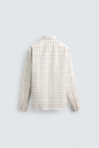 RELAXED FIT CHECK SHIRT - White by Zara - Image 7