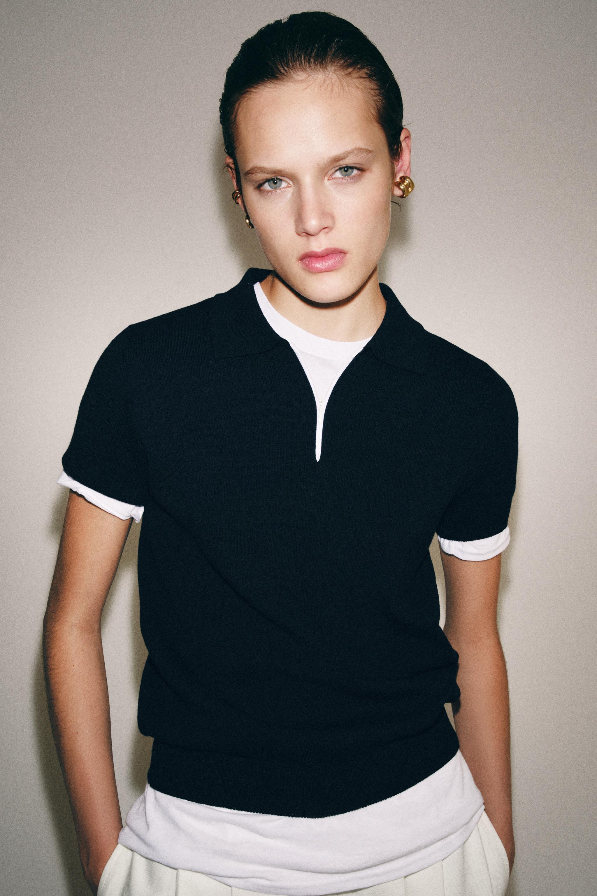 KNIT ZIP POLO SHIRT