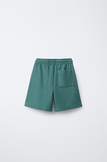 SLIM FIT RUSTIC TOWELLING BERMUDA SHORTS - Bottle green by Zara - Image 1