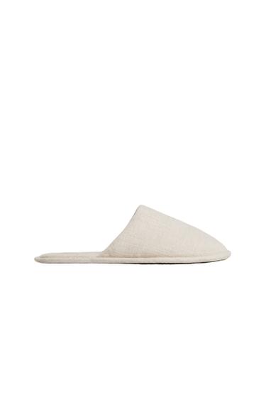 Zara LINEN SLIPPERS - Beige