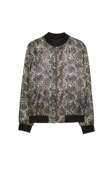 SNAKESKIN PRINT BOMBER JACKET