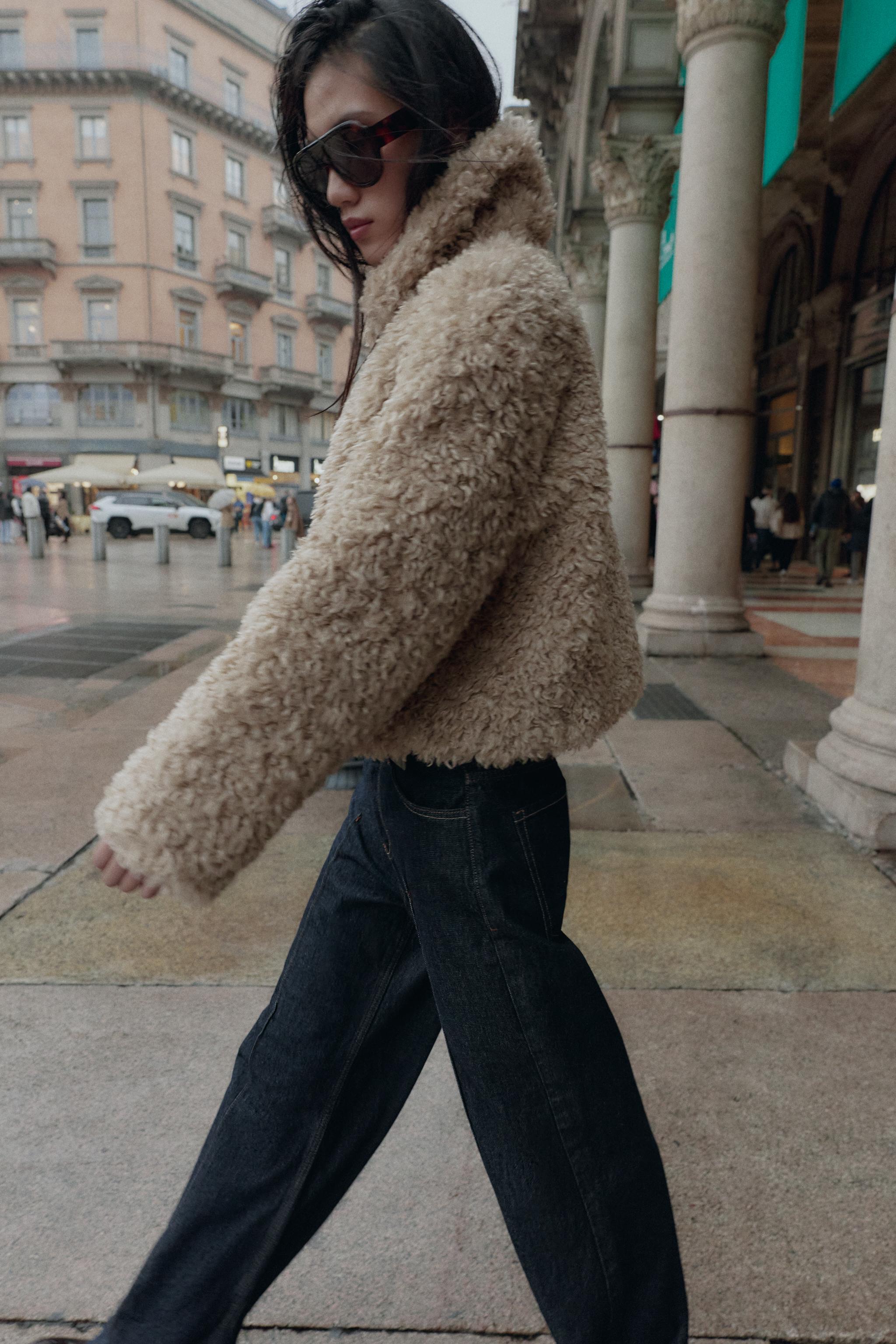 トグルボタン フェイクファージャケット - ゴールデンブラウン | ZARA