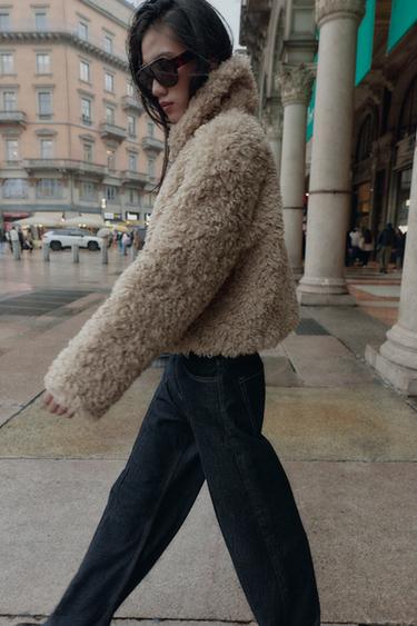 VESTE EFFET FOURRURE AVEC BRANDENBOURGS - Marron clair de Zara - Image 5