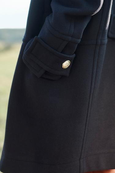 MANTEAU À BOUTONNAGE CROISÉ MÉLANGE DE LAINE ÉDITION LIMITÉE - Bleu marine de Zara - Image 4
