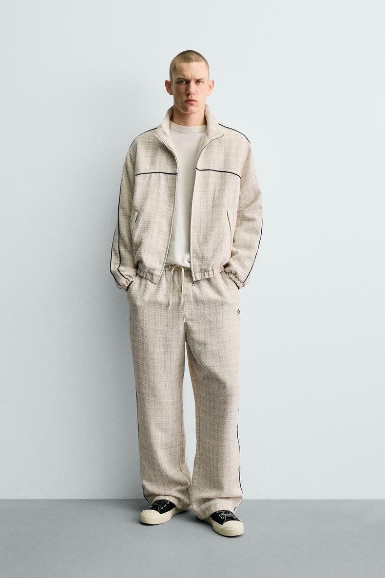 KONTRAST KENAR DETAYLI BOXY KESİM DOKULU CEKET