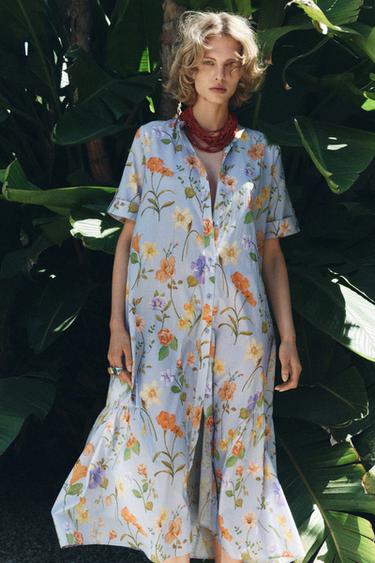 ZW COLLECTION FLORAL PRINT DRESS - Blue by Zara - Image 0