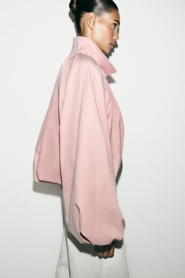 VESTE BOMBER À MANCHES BALLON - Rose craie de Zara - Image 4