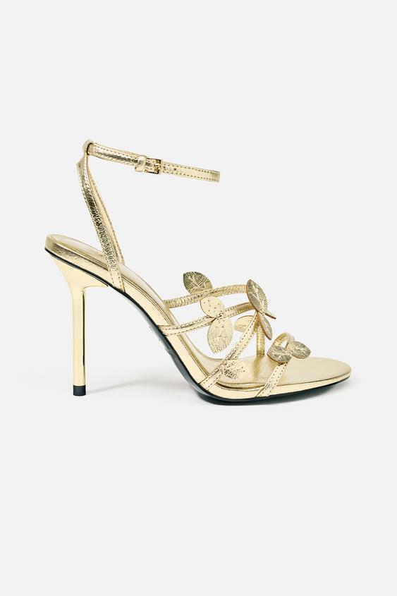 Sandalias Tacón Sandalias Doradas Tacón Zara Zapatos Dorados Zara
