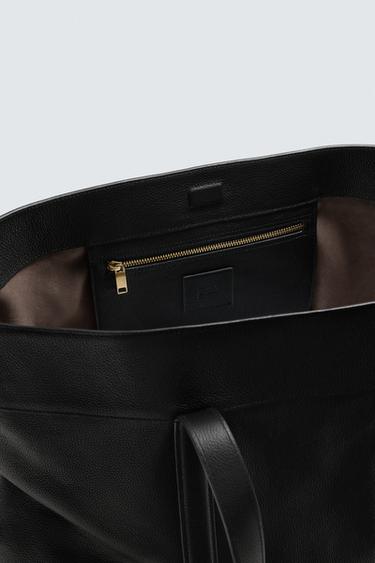 LIMITED EDITION LEATHER TOTE BAG - Black by Zara - Image 5