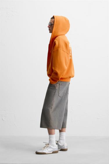 PRINTED ZIP-UP HOODIE - Orange by Zara - Image 3