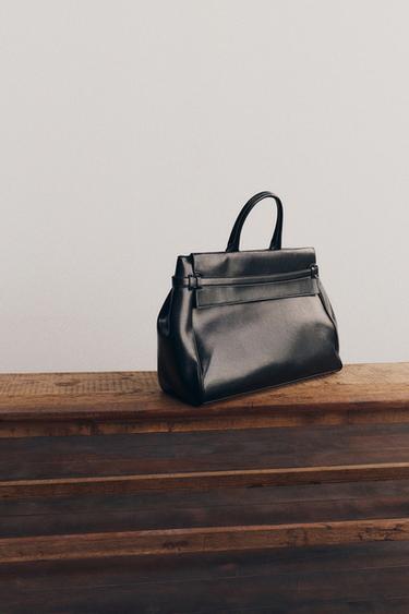BOLSA DE MÃO COURO CINTO - Preto da Zara