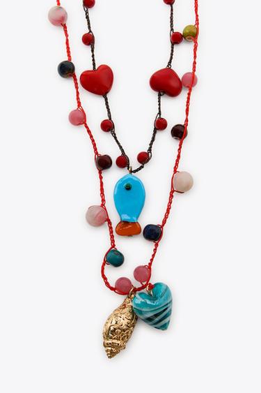 PACK OF 3 CORD HEART CHARM NECKLACES - Red by Zara - Image 3