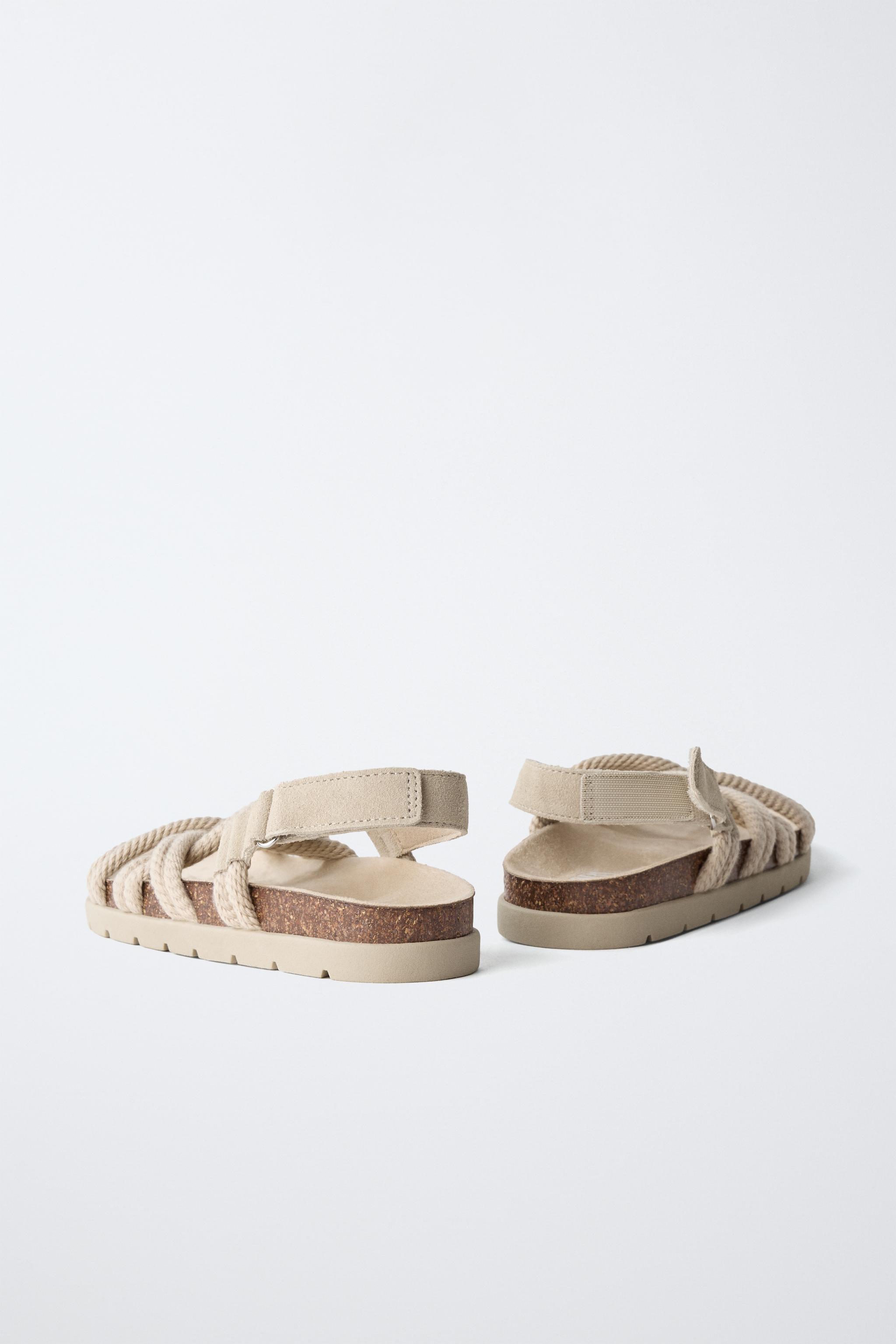 ROPE DETAIL LEATHER SANDALS