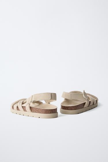ROPE DETAIL LEATHER SANDALS - Sand Brown by Zara - Image 5