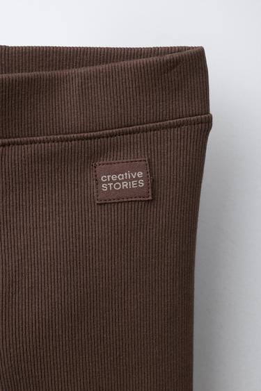RIBBED LEGGINGS WITH LABEL - Chocolate by Zara - Image 2