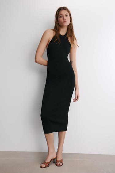 VESTIDO MIDI BRILLOS - Negro de Zara