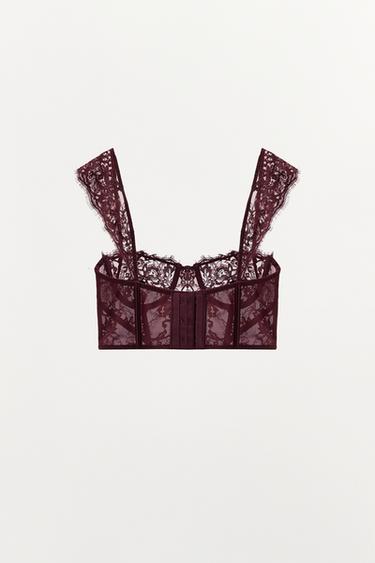LACE UNDERWIRED BRA - Brown by Zara - Image 4