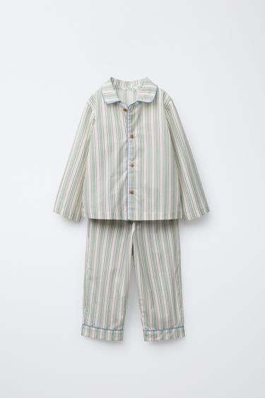 3-6 YEARS/ STRIPED SHIRT AND TROUSERS PYJAMAS - Green by Zara