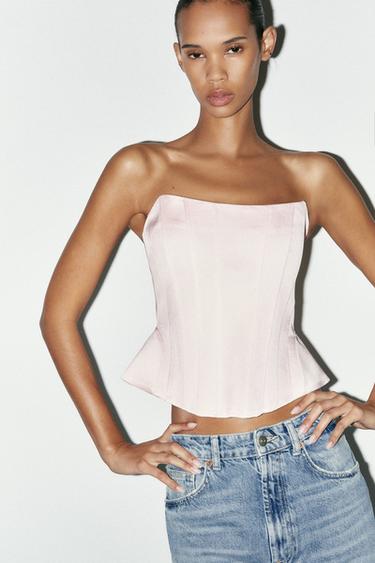 SATIN CORSET TOP - Pastel pink by Zara - Image 1