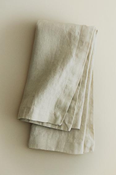 VERWASSEN LINNEN SERVETTEN (2-PACK) - Groenachtig van Zara
