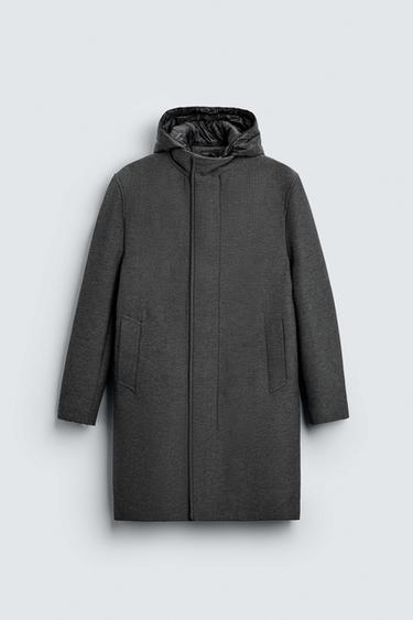 COAT WITH DETACHABLE HOOD - Mid-grey by Zara