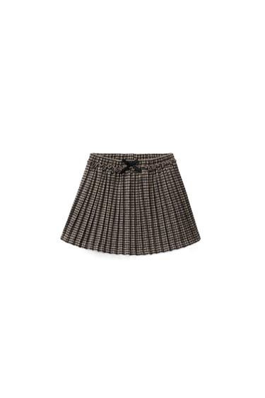 CHECKED PLEATED BERMUDA SKIRT