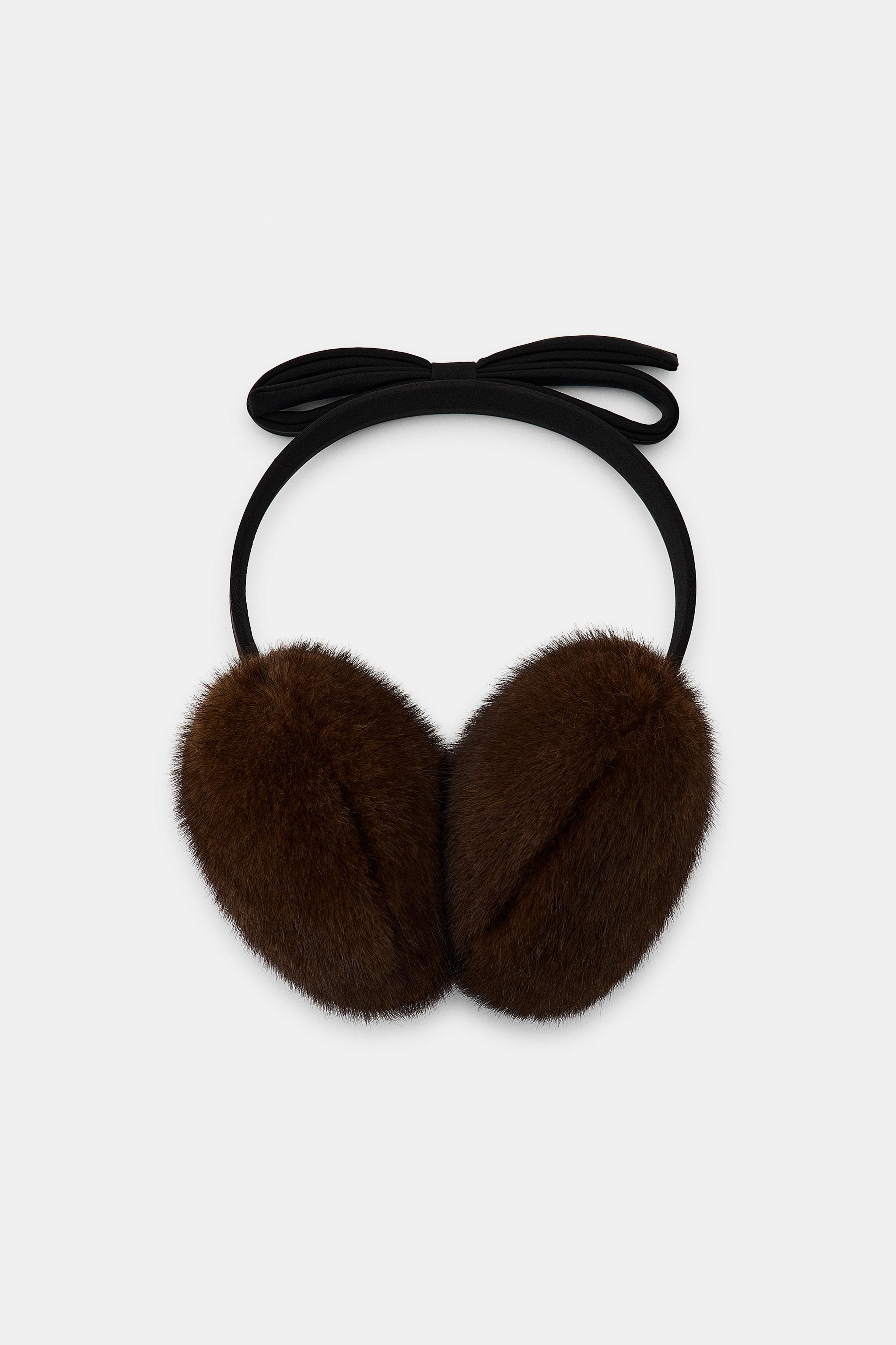 FAUX FUR BOW EARMUFFS - Brown | ZARA India