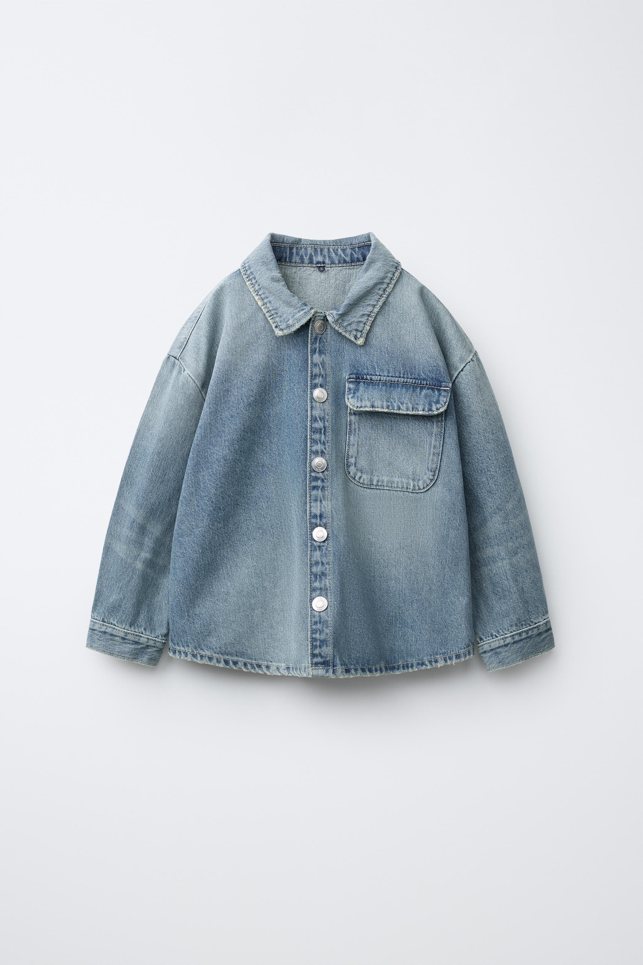DENIM OVERSHIRT WITH REMOVABLE HOOD - Mid-blue | ZARA Singapore