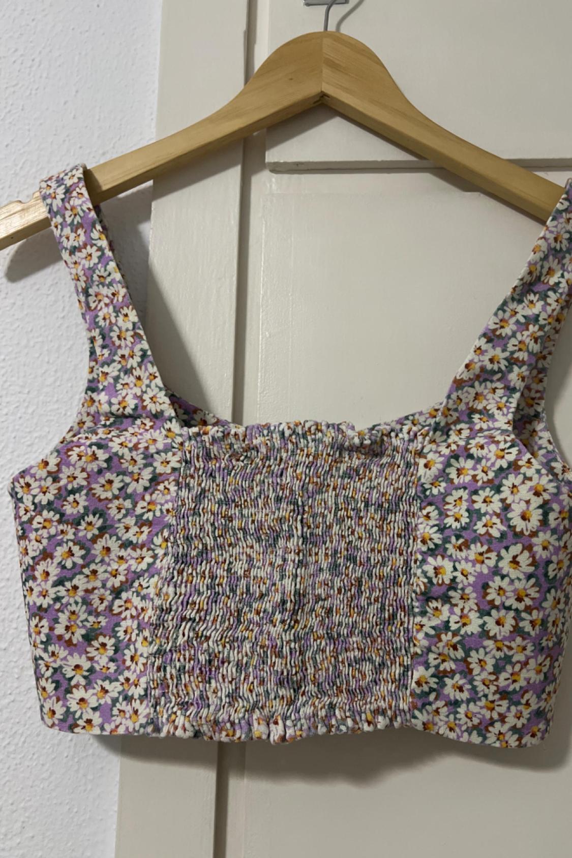 PRINTED LINEN BLEND CROP TOP - Image 2