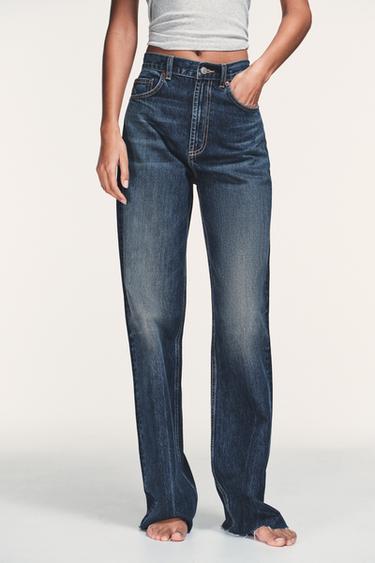 JEAN TRF WIDE LEG TAILLE HAUTE FULL LENGTH - Bleu marine de Zara