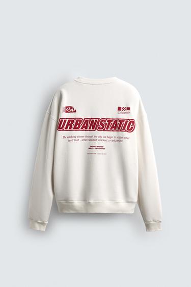 SWEAT-SHIRT À TEXTES IMPRIMÉS - Blanc cassé de Zara - Image 8