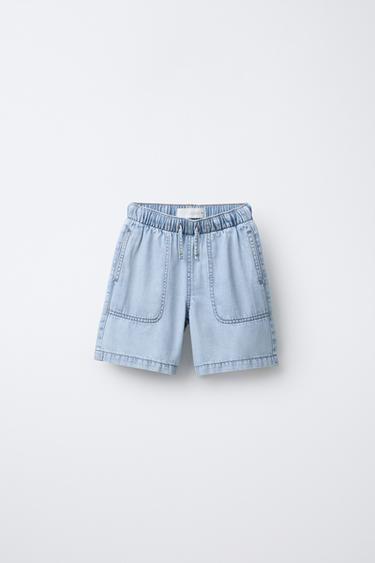 FLOWING DENIM BERMUDA SHORTS - Blue by Zara