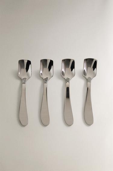PACK OF ICE CREAM SPOONS WITH CURVED HANDLES (PACK OF 4) - Steel by Zara