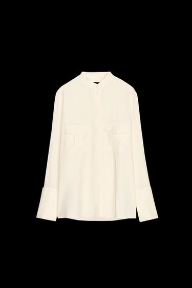 FLIESSENDE BLUSE MIT TASCHEN ZW COLLECTION - Cremefarben von Zara - Bild 0