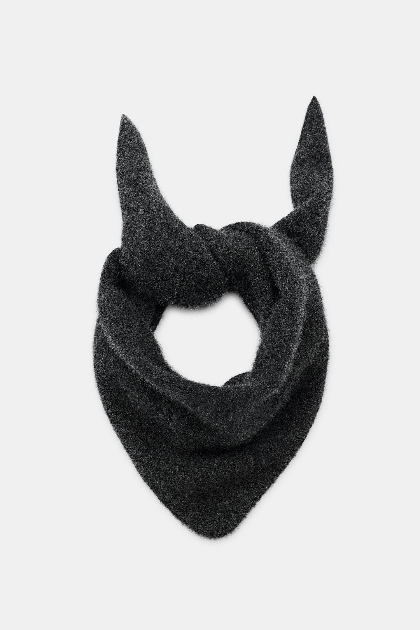 Женские аксессуары Zara Solid-Color 100% Cashmere Bandana, цвет: Антрацитовый серый — фото 7